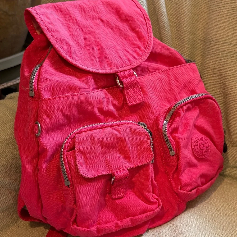 Kipling mini backpack pink Lovebug/Fiona/Firefly VGUC Raspberry - Picture 1 of 9